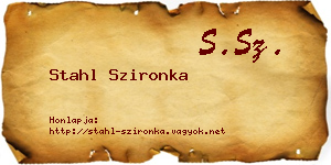Stahl Szironka névjegykártya